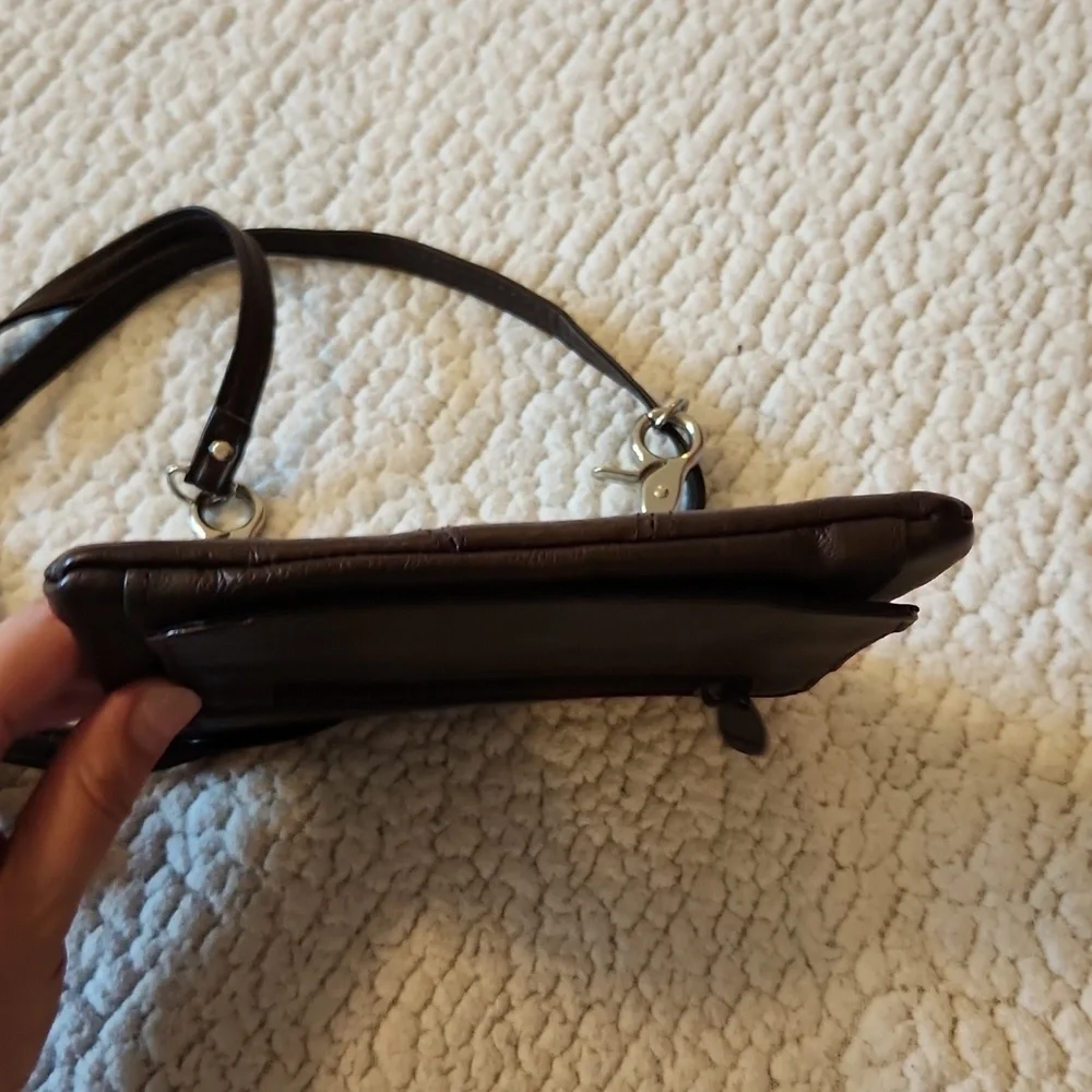 Mod Lily Chocolate Brown Faux Leather Multicompartment Crossbody Bag Resortwear